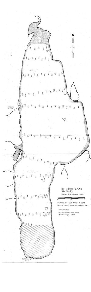 Contour map for Bittern Lake, Saskatchewan