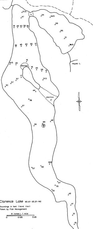 Contour map for Clarence Lake, Saskatchewan