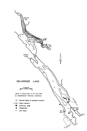 Contour map for Delaronde Lake, Saskatchewan
