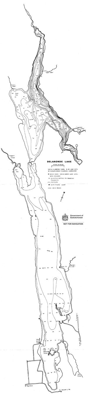 Contour map for Delaronde Lake, Saskatchewan
