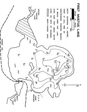 Contour map for Third Mustus Lake, Saskatchewan