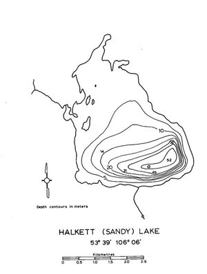 Contour map for Halkett Lake, Saskatchewan
