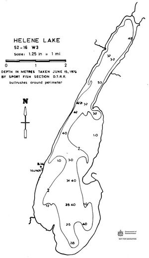 Contour map for Helene Lake, Saskatchewan