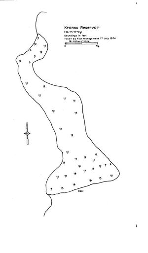 Contour map for Oyama Reservoir, Saskatchewan