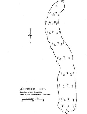 Contour map for Lac Pellitier, Saskatchewan
