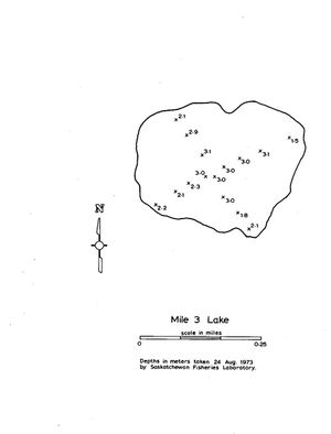 Contour map for Mile 3 Lake, Saskatchewan