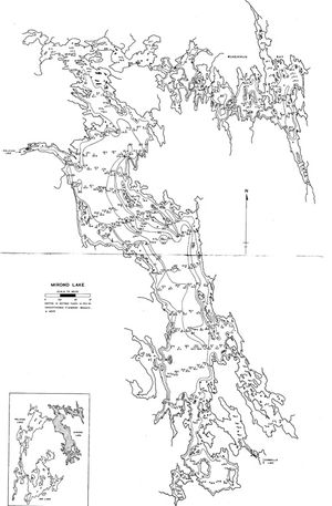 Contour map for Mirond Lake, Saskatchewan