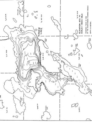 Contour map for Namew Lake, Saskatchewan