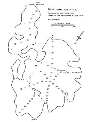 Contour map for Ness Lake, Saskatchewan