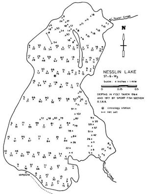 Contour map for Nesslin Lake, Saskatchewan