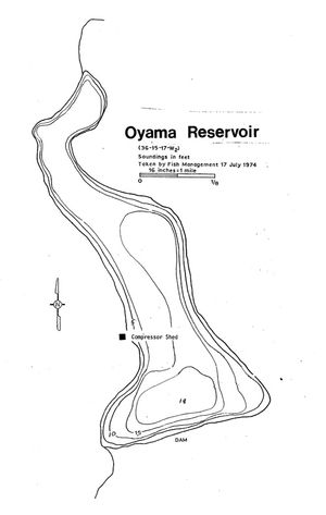 Contour map for Oyama Reservoir, Saskatchewan