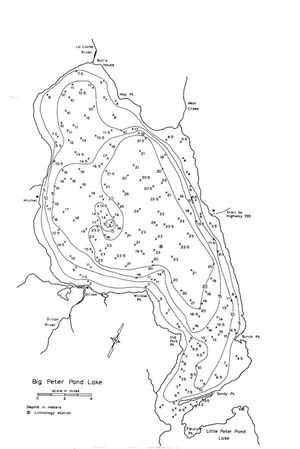 Contour map for Peter Pond Lake, Saskatchewan