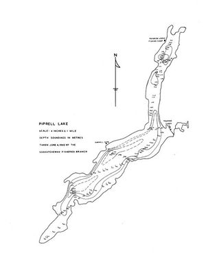Contour map for Piprell Lake, Saskatchewan