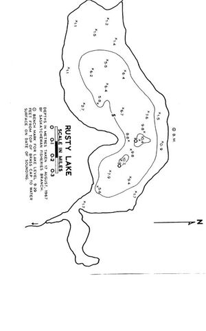 Contour map for Rusty Lake, Saskatchewan