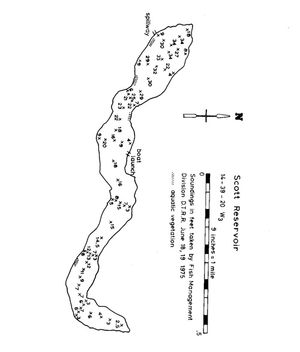 Contour map for Scott Reservoir, Saskatchewan