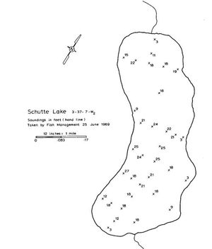 Contour map for Shutte Lake, Saskatchewan