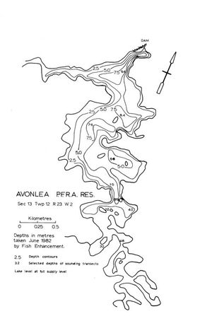 Contour map for Avonlea Creek, Saskatchewan