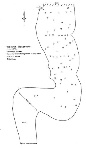 Contour map for Welwyn Reservoir, Saskatchewan
