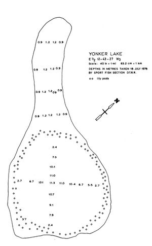 Contour map for Yonker Lake, Saskatchewan