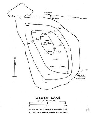 Contour map for Zeden Lake, Saskatchewan