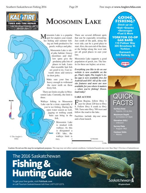 Moosomin Reservoir, Saskatchewan Angler's Atlas