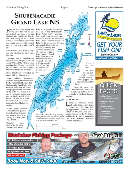 Shubenacadie Grand Lake, Nova Scotia Angler's Atlas