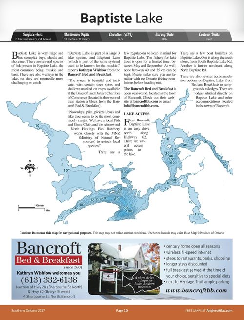 Baptiste Lake, Ontario Angler's Atlas