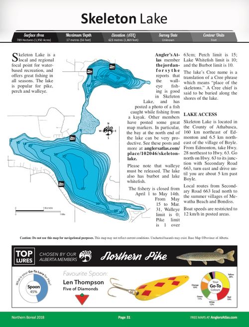 SKELETON LAKE, Alberta Angler's Atlas