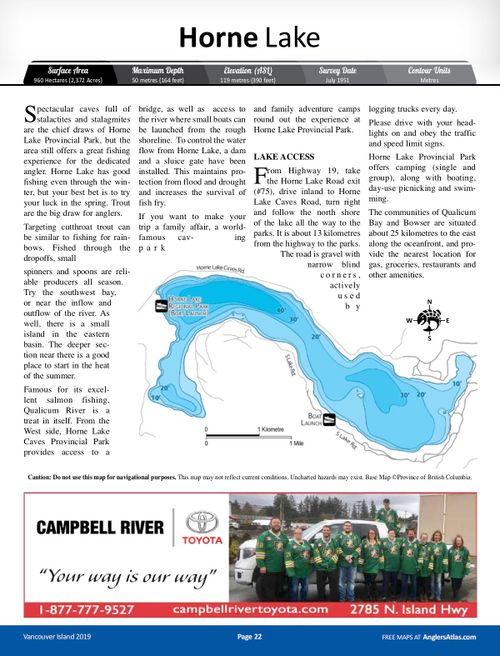 Horne Lake, British Columbia Angler's Atlas
