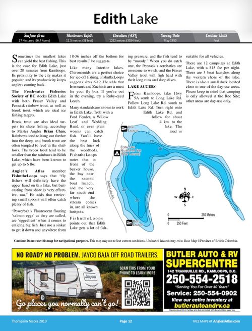 Edith Lake British Columbia Angler S Atlas