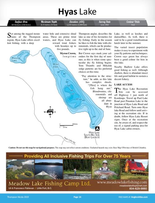HYAS LAKE, British Columbia Angler's Atlas