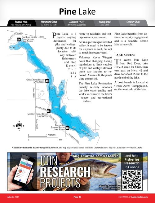 PINE LAKE, Alberta Angler's Atlas