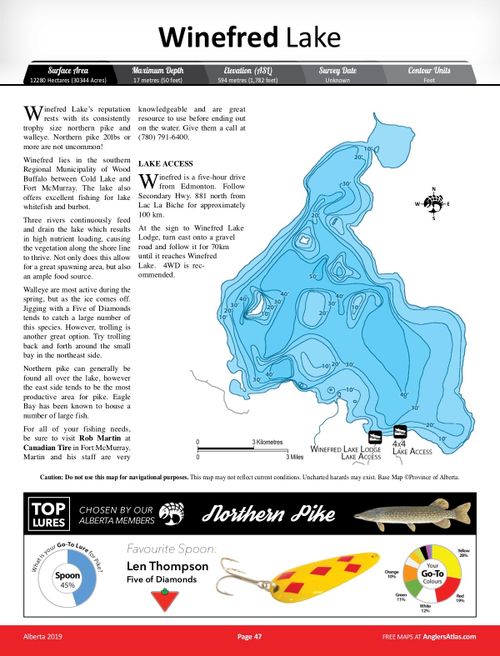 Winefred Lake, Alberta Angler's Atlas