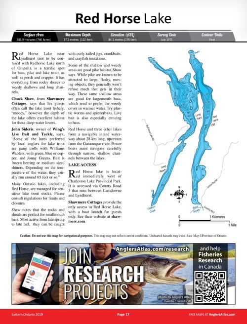 Red Horse Lake, Ontario Angler's Atlas