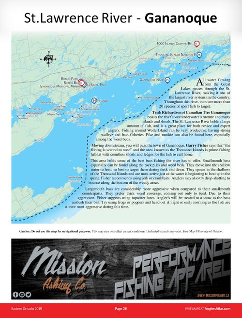 St Lawrence River Fishing Map St. Lawrence River, Ontario | Angler's Atlas